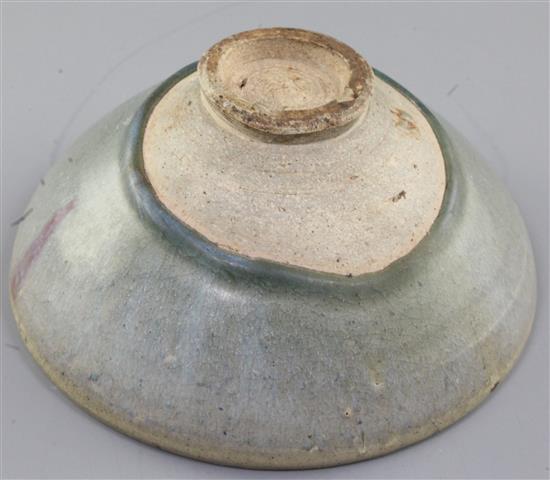 A Chinese Jun Yao purple splash bowl, Song dynasty, 18.5cm, re-touching to a hairline crack